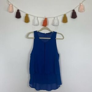 Naked Zebra Royal Blue Chiffon Sleeveless Blouse Medium